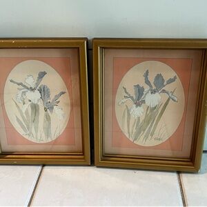 Vintage 1982 Mary storm Iris flower paintings
